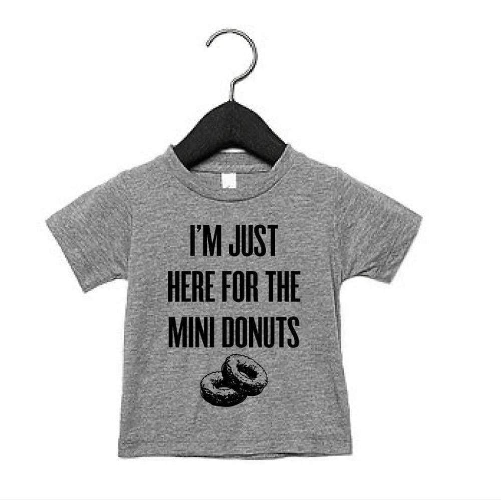 Portage and Main "I'm Just Here For The Mini Donuts"  children's tshirt